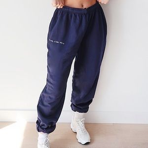 PLT Navy Embroidered Joggers